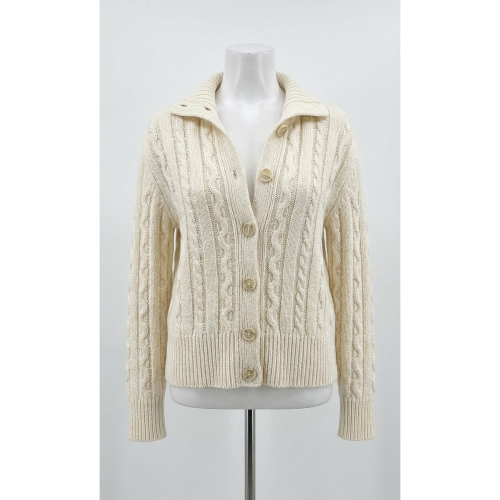 NEW FREE PEOPLE cable collar cardigan in clean ivory